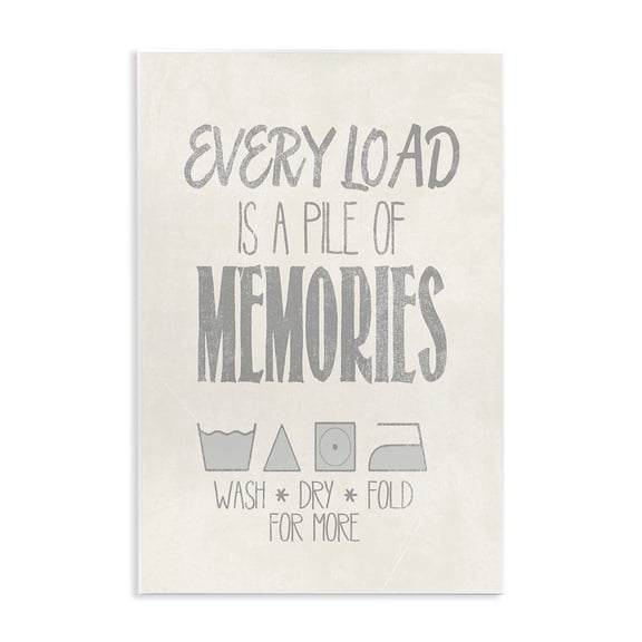 Stupell Industries Farmhouse Soft Grey Textured Every Load Is A Pile of Memories Typography Wall Plaque Art, 10 x 15, by Jo Moulton