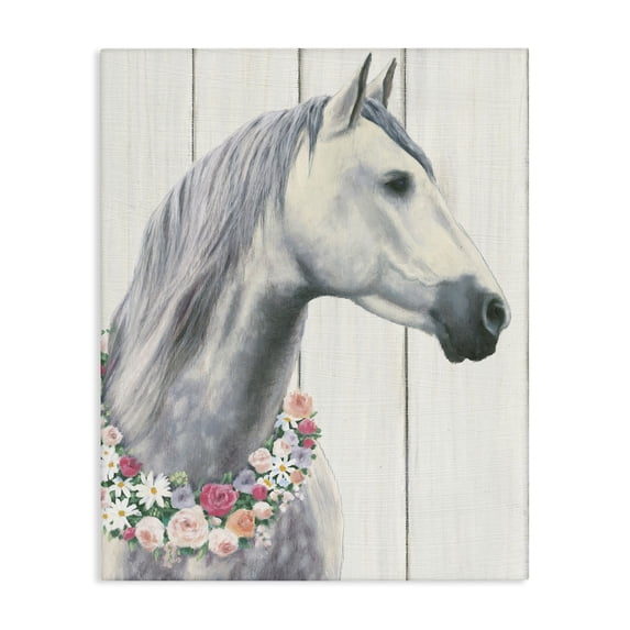 Stupell Industries Farmhouse Spirit Stallion with Flowers Canvas Art, 16 x 20, by James Wiens