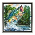 thumbnail image 1 of Stupell Industries Farmhouse Splashing Bass Fish Gray Floating Frame Canvas Art, 25 x 25, by LSR Design Studio, 1 of 8