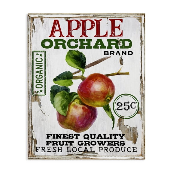 Stupell Industries Farmhouse Style Apples Food & Beverage Painting Wrapped Canvas Art Print Wall Art, 30 x 40