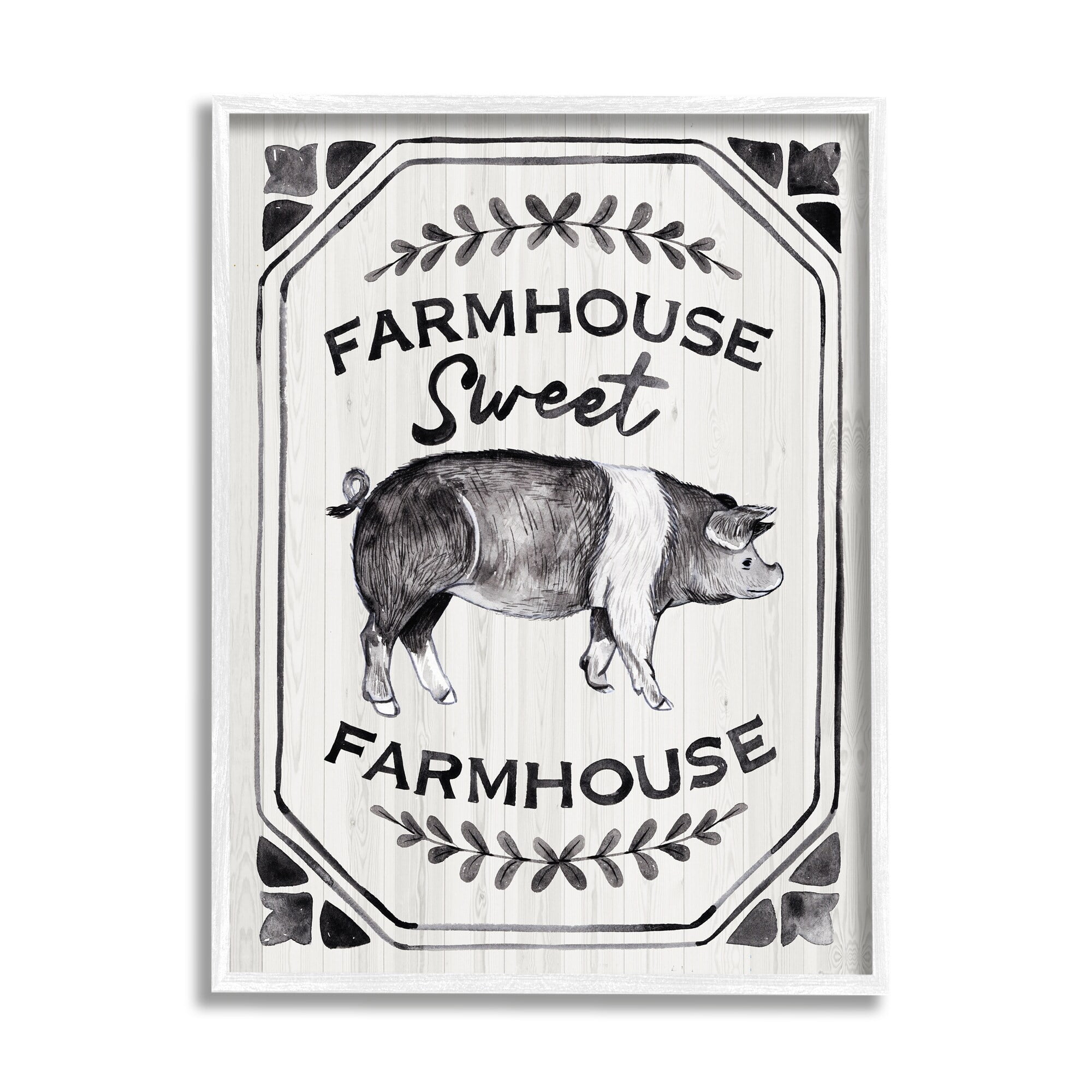 Stupell Industries Farmhouse Sweet Farmhouse Sign Vintage Farm Pig Illustration, 16 x 20,Design by Arrolynn Weiderhold
