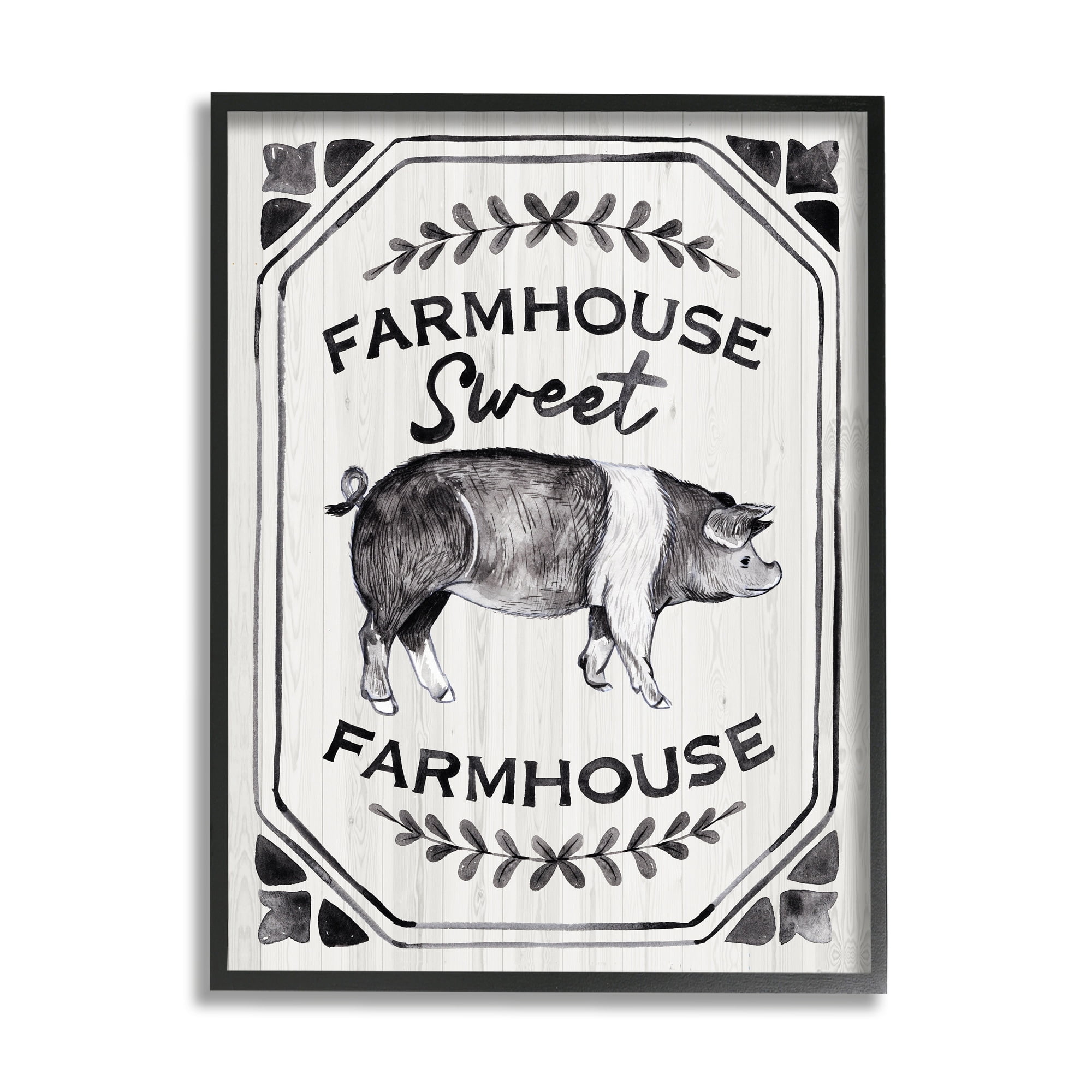 Stupell Industries Farmhouse Sweet Farmhouse Sign Vintage Farm Pig Illustration, 24 x 30,Design by Arrolynn Weiderhold