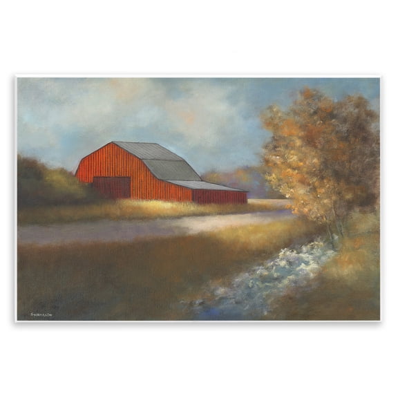 Stupell Industries Farmhouse Traditional Red Barn Wall Plaque Art, 15 x 10, by David Swanagin