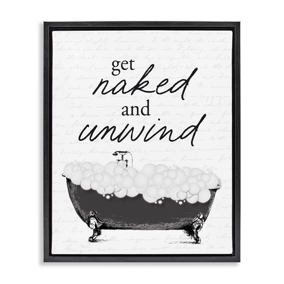 Stupell Industries Farmhouse Unwind Bubble Bath Black Floating Frame Canvas Art, 25 x 31, by Lettered and Lined