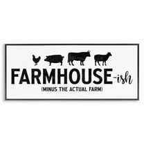 Stupell Industries Farmhouse-ish Minus the Actual Farm Humor Funny Country Farmhouse Painting Black Framed Art Print Wall Art, 10 x 24, Design by JJ Design House LLC