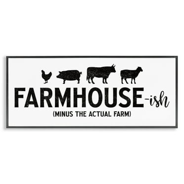 Stupell Industries Farmhouse-ish Minus the Actual Farm Humor Funny Country Farmhouse Painting Black Framed Art Print Wall Art, 10 x 24, Design by JJ Design House LLC