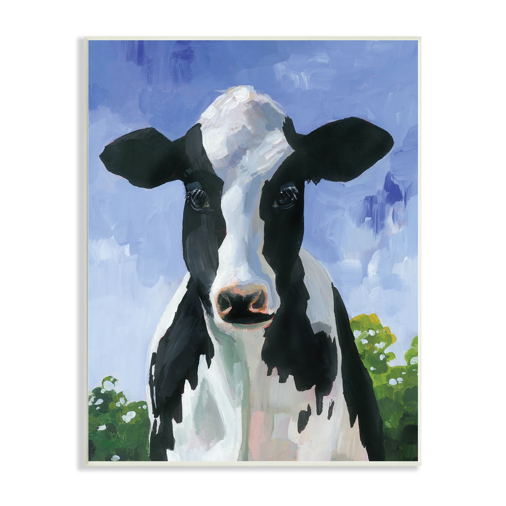 Stupell Industries Farmland Cow Cattle Country Painting Blue Sky Wood Wall Art, 13 x 19, Design by Caverly Smith