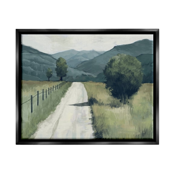 Stupell Industries Farmland Fields Green Blue Landscape Painting Jet Black Framed Floating Canvas Wall Art, 24x30, by Ziwei Li