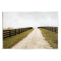 Stupell Industries Farmland Path with Fence Landscape Painting Unframed Art Print Wall Art, 15 x 10