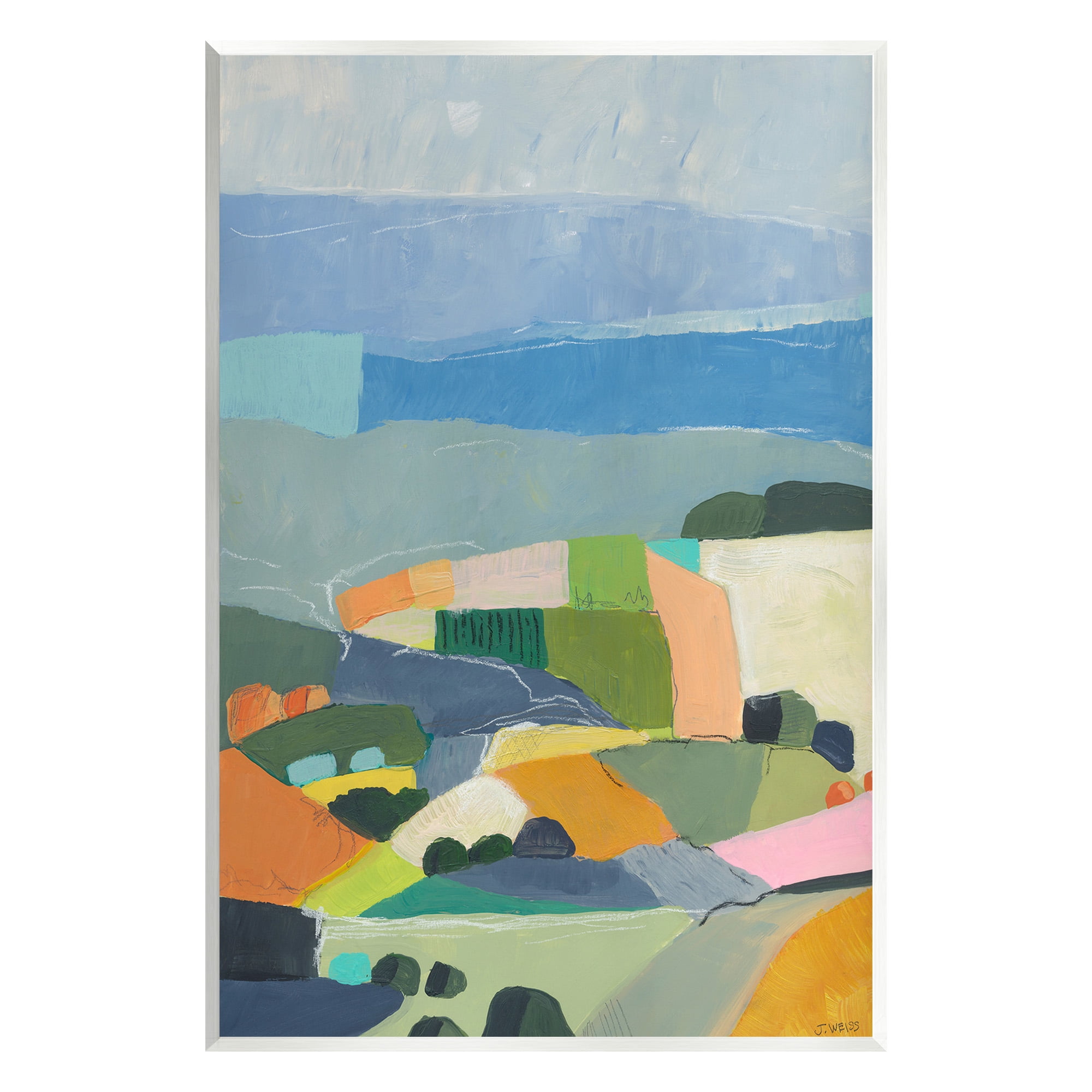 Stupell Industries Farmland Shapes Abstraction Landscape Painting Unframed Art Print Wall Art, 13 x 19