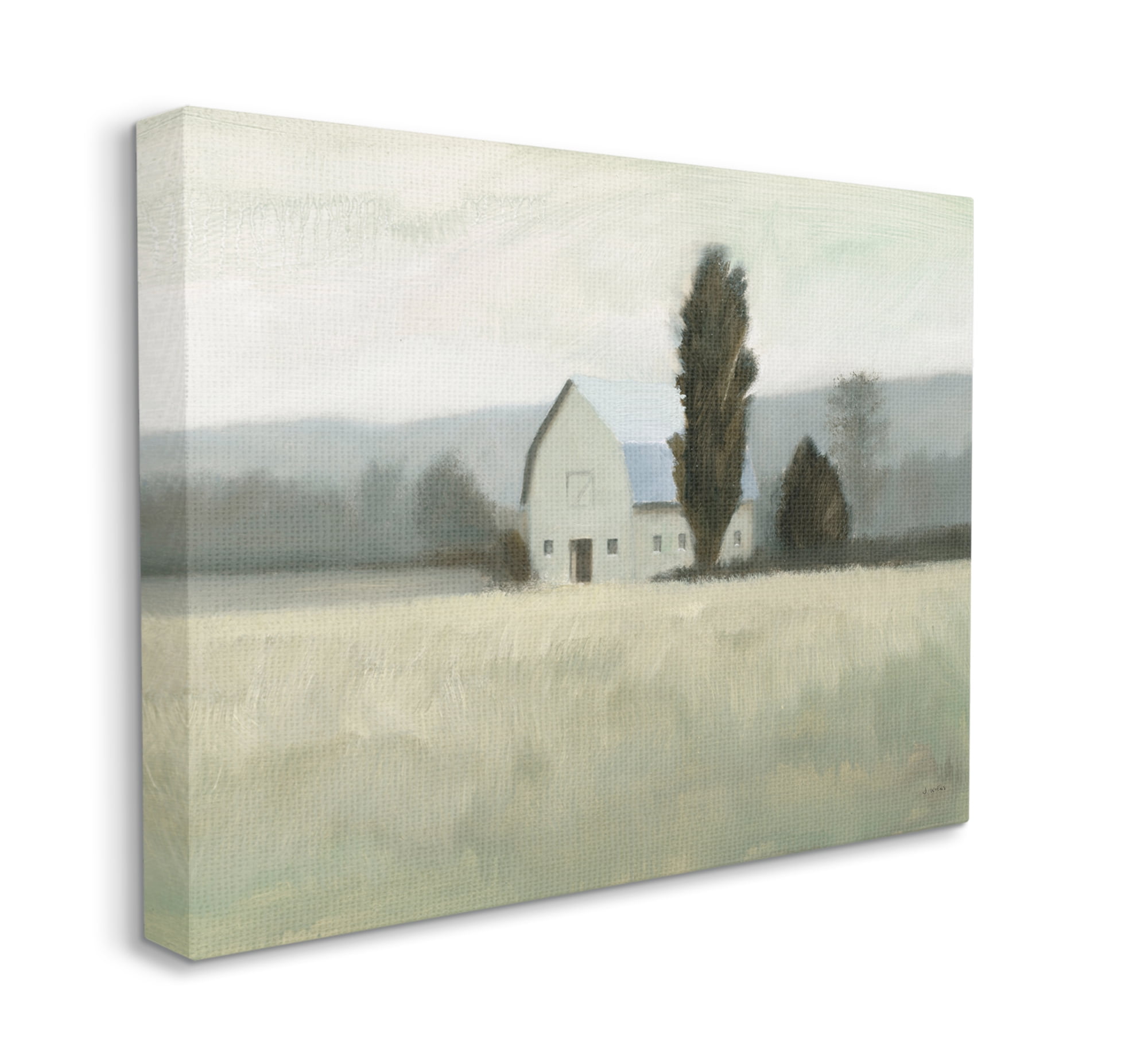 Stupell Industries Farmside Landscape White Barn Green Meadow Canvas Wall Art, 24 x 30, Design by James Wiens