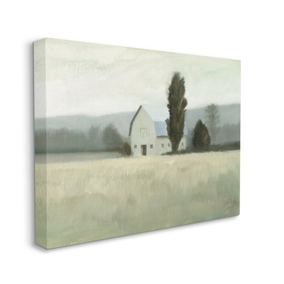 Stupell Industries Farmside Landscape White Barn Green Meadow Canvas Wall Art, 24 x 30, Design by James Wiens