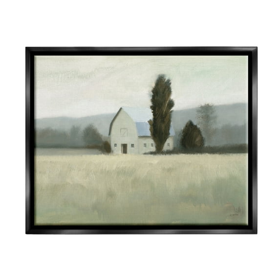 Stupell Industries Farmside Landscape White Barn Green Meadow Jet Black Framed Floating Canvas Wall Art, 16x20, by James Wiens