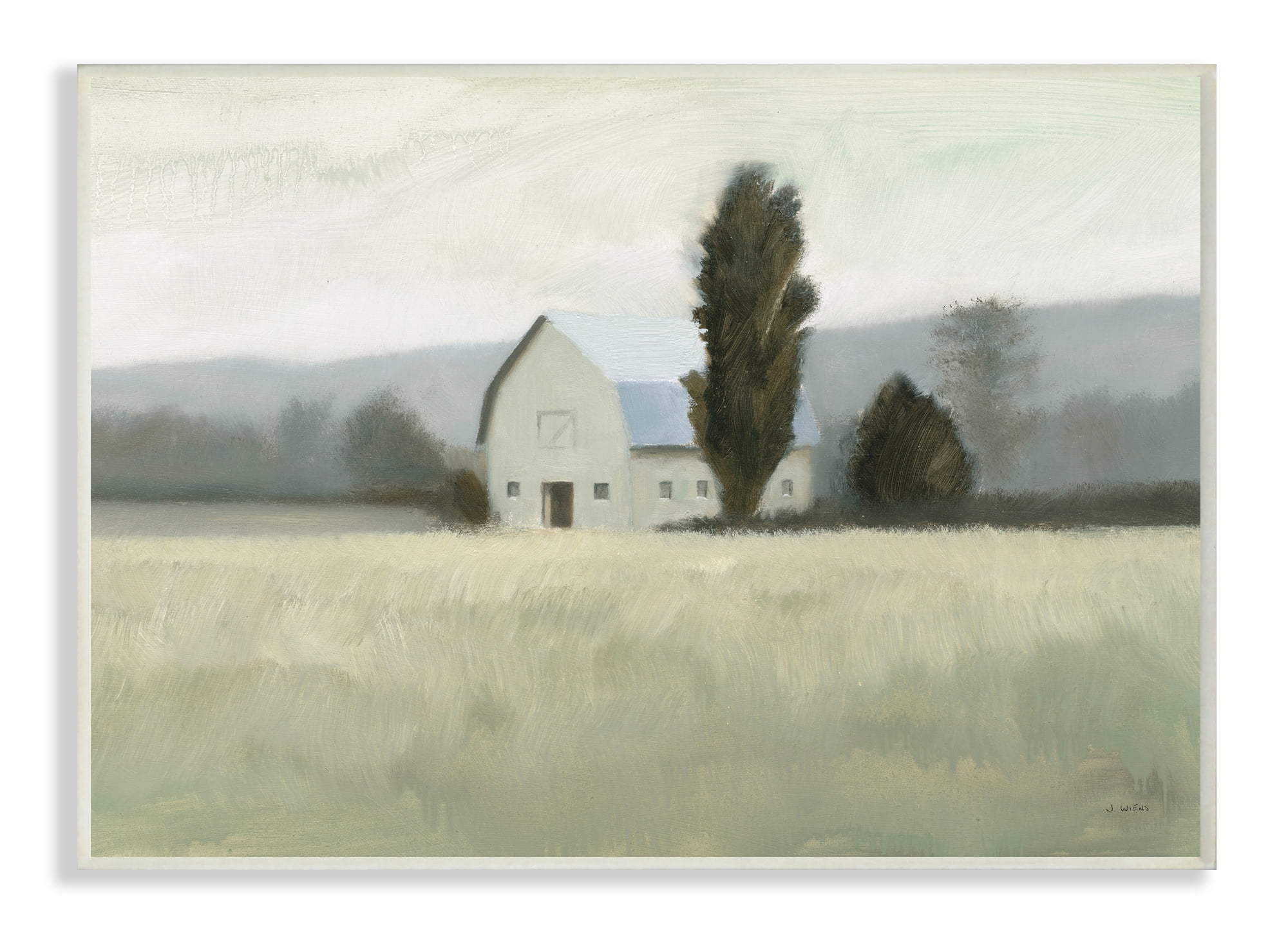 Stupell Industries Farmside Landscape White Barn Green Meadow Wall Plaque, 10 x 15, Design by James Wiens