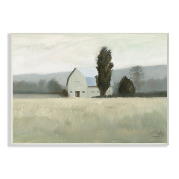 Stupell Industries Farmside Landscape White Barn Green Meadow Wall Plaque, 13 x 19, Design by James Wiens