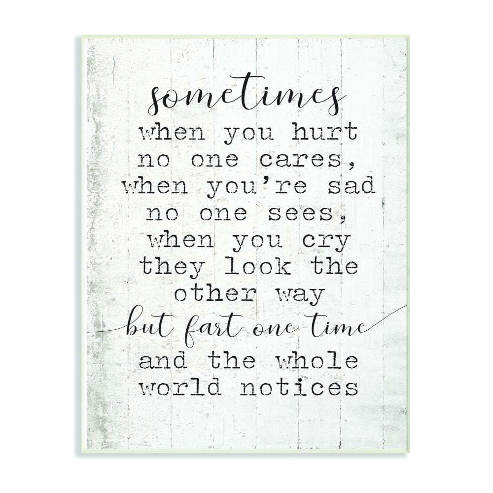 Stupell Industries Fart One Time Funny Word Wood Textured Design Wall Plaque Art by Daphne Polselli