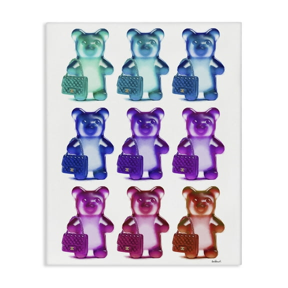 Stupell Industries Fashion Bears & Bags Fashion Painting Wrapped Canvas Art Print Wall Art, 16 x 20