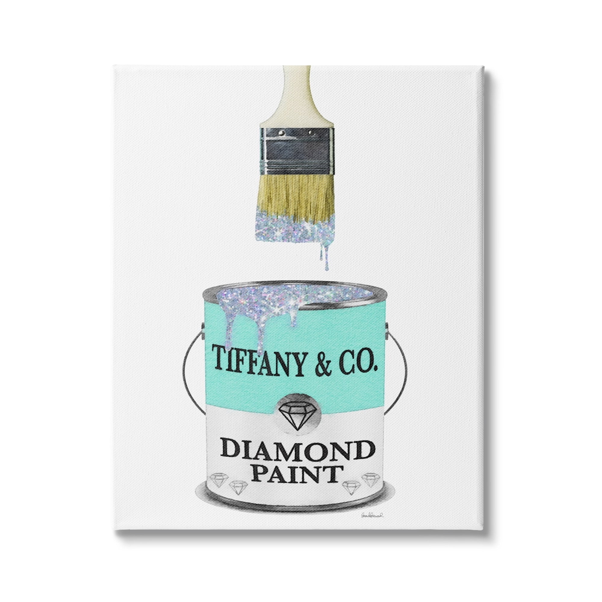 Stupell Industries Fashion Blue Diamond Paint Glam Paintbrush Designer Style, 16 x 20, Design by Amanda Greenwood