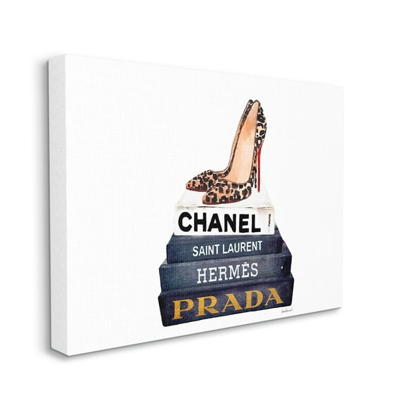 Stupell Industries Fashion Book Set Leopard Pumps Heels Canvas Art