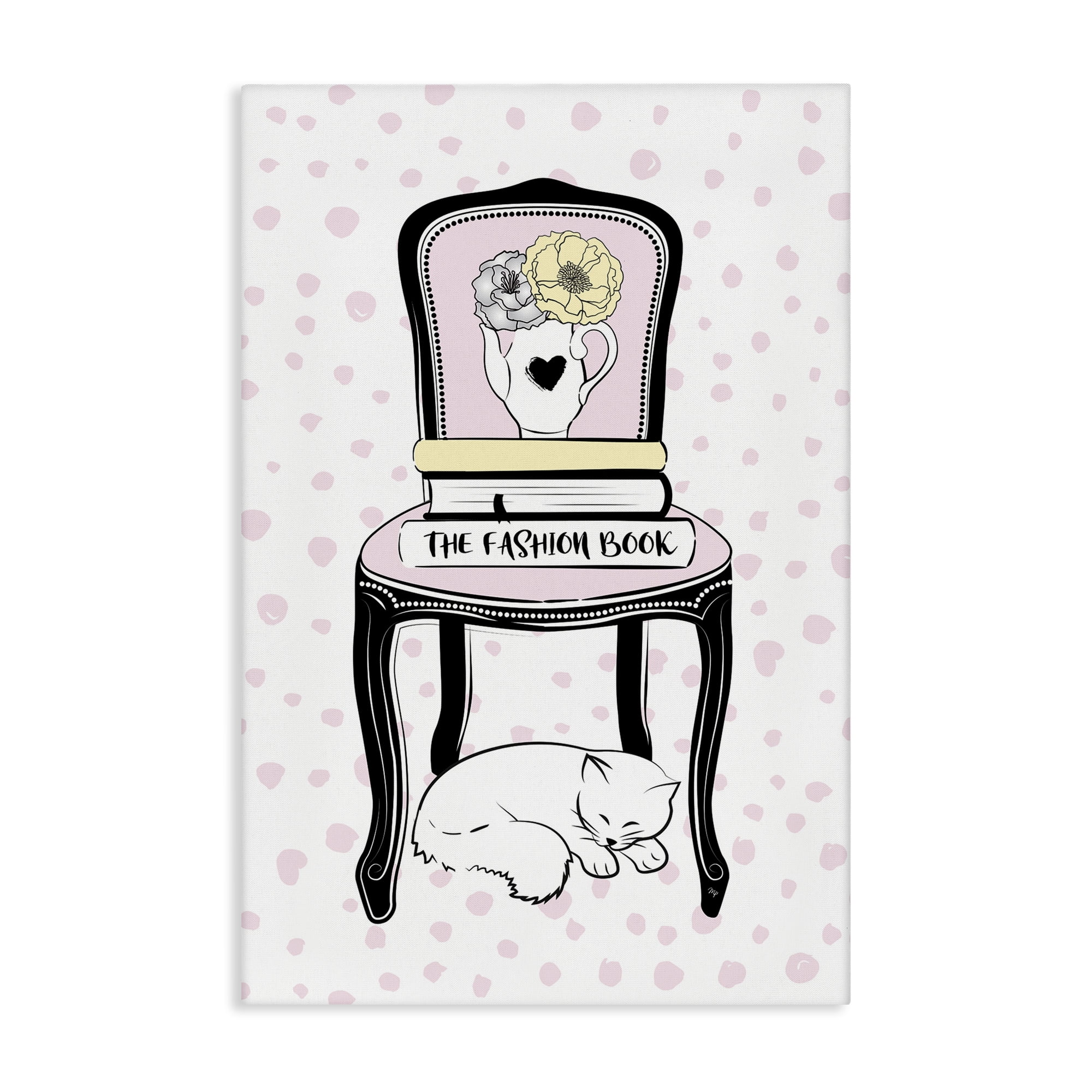 Stupell Industries Fashion Book on Chair Animals & Insects Painting Gallery Wrapped Canvas Art Print Wall Art, 16 x 24