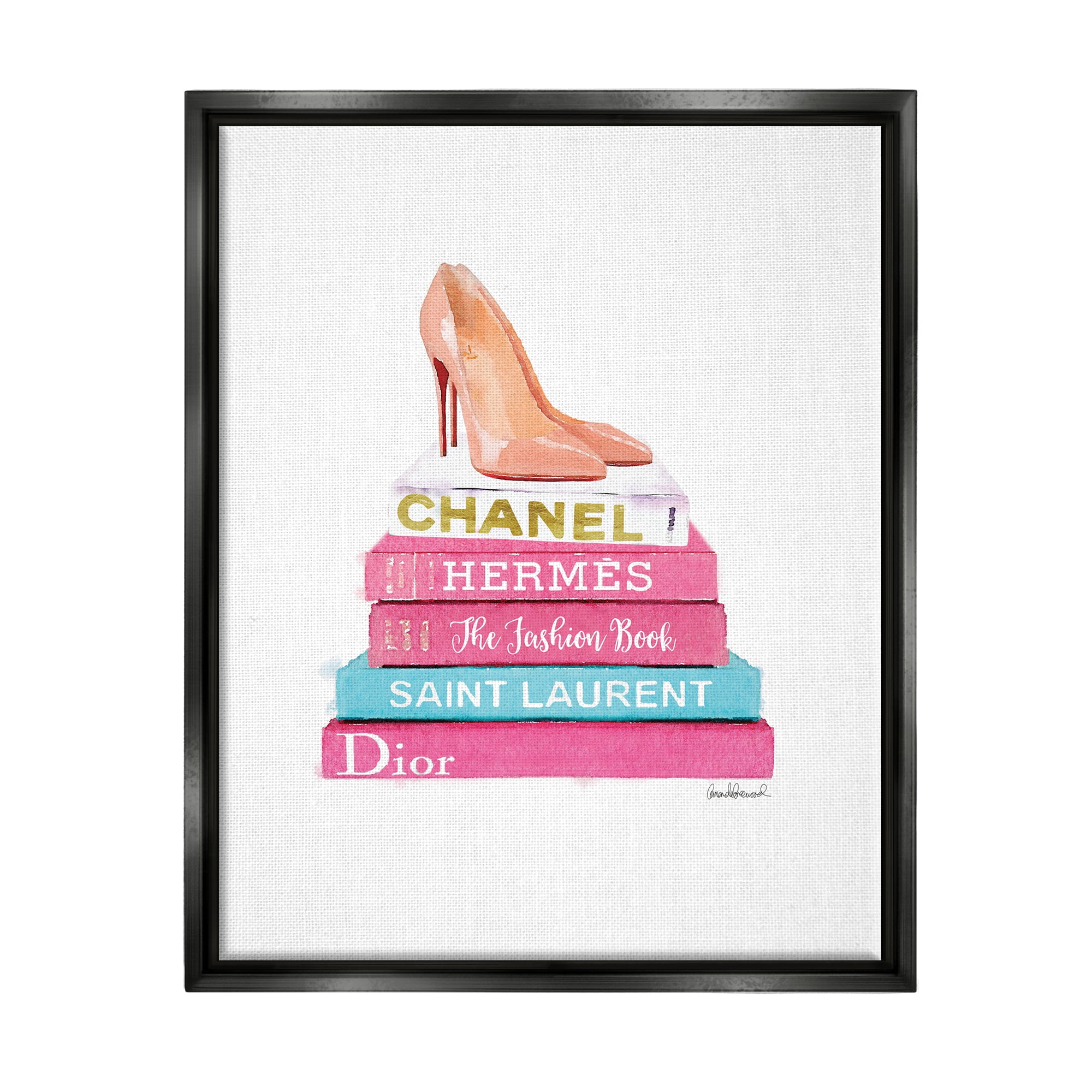 Fashion Bookstack Heels Canvas Print with Black Frame, 25 x 31