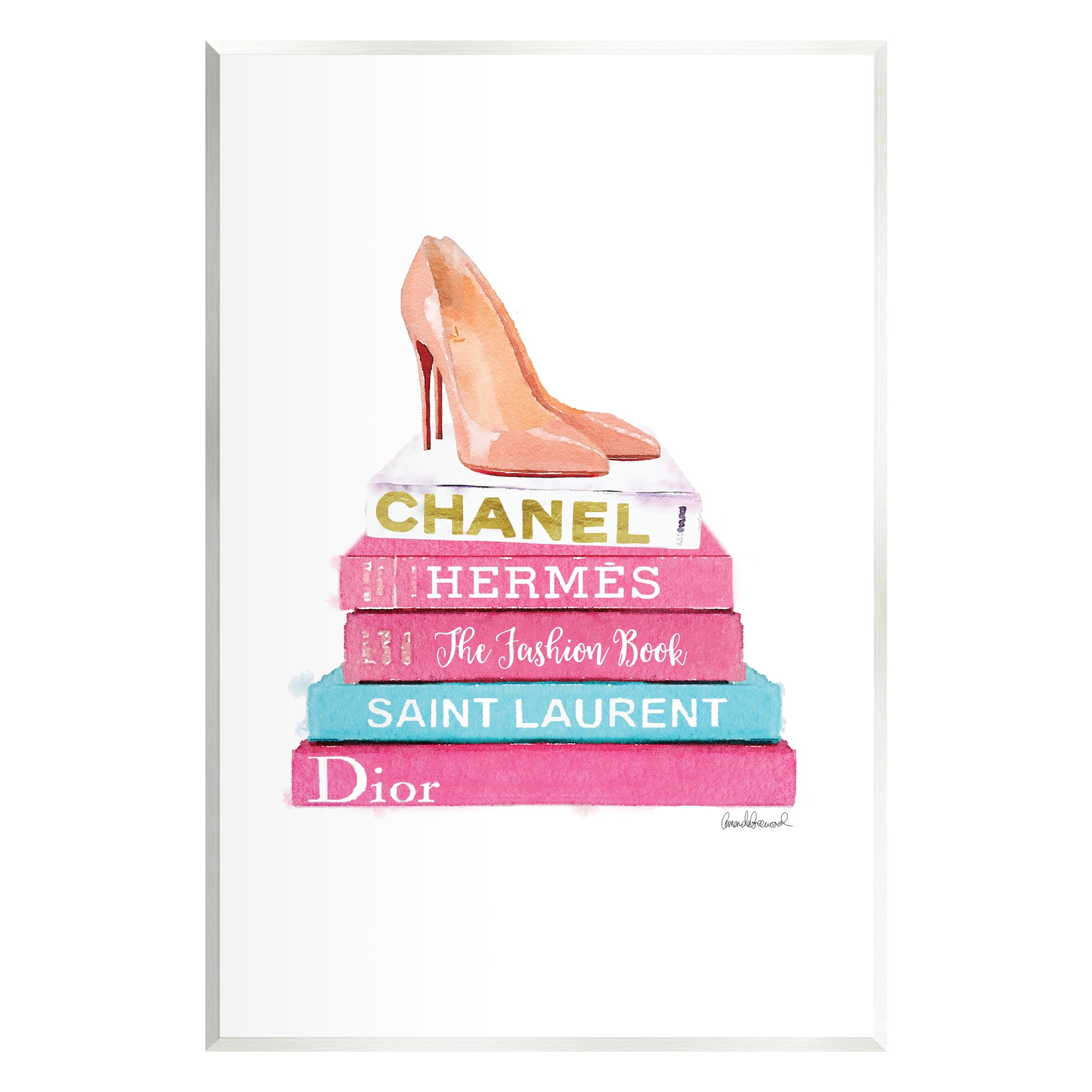 Stupell Industries Fashion Bookstack Heels Beauty & Fashion Painting Unframed Art Print Wall Art, 10 x 15