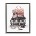 thumbnail image 1 of Stupell Industries Fashion Bookstack Purse Perfume Pink Glam Design Luster Gray Framed Floating Canvas Wall Art, 16x20, by Ziwei Li, 1 of 5