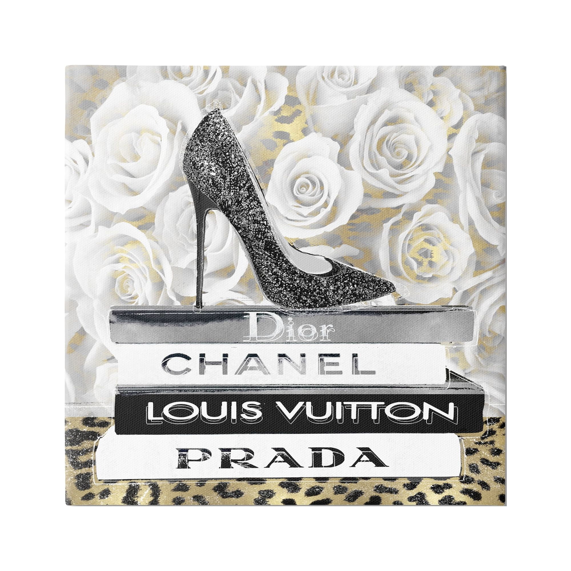 Stupell Industries Fashion Bookstack on Roses Beauty & Fashion Painting Gallery Wrapped Canvas Print Wall Art, 36 x 36