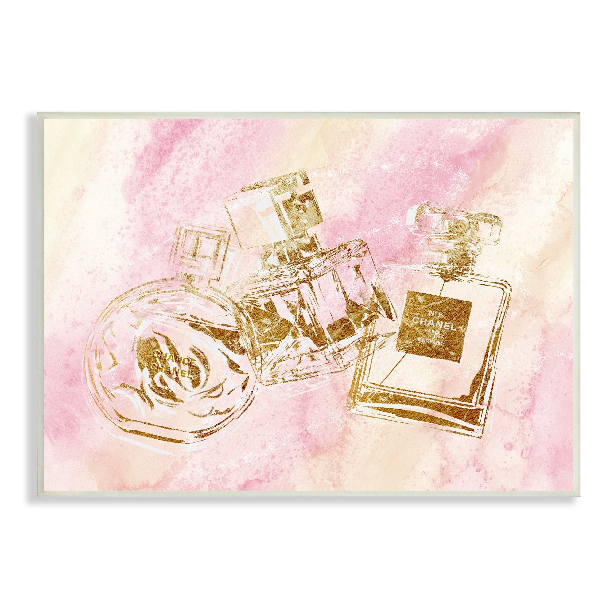 Stupell Industries Fashion Bottle Trio Gold Glam Abstract Pattern, 15 x 10,Design by Ziwei Li