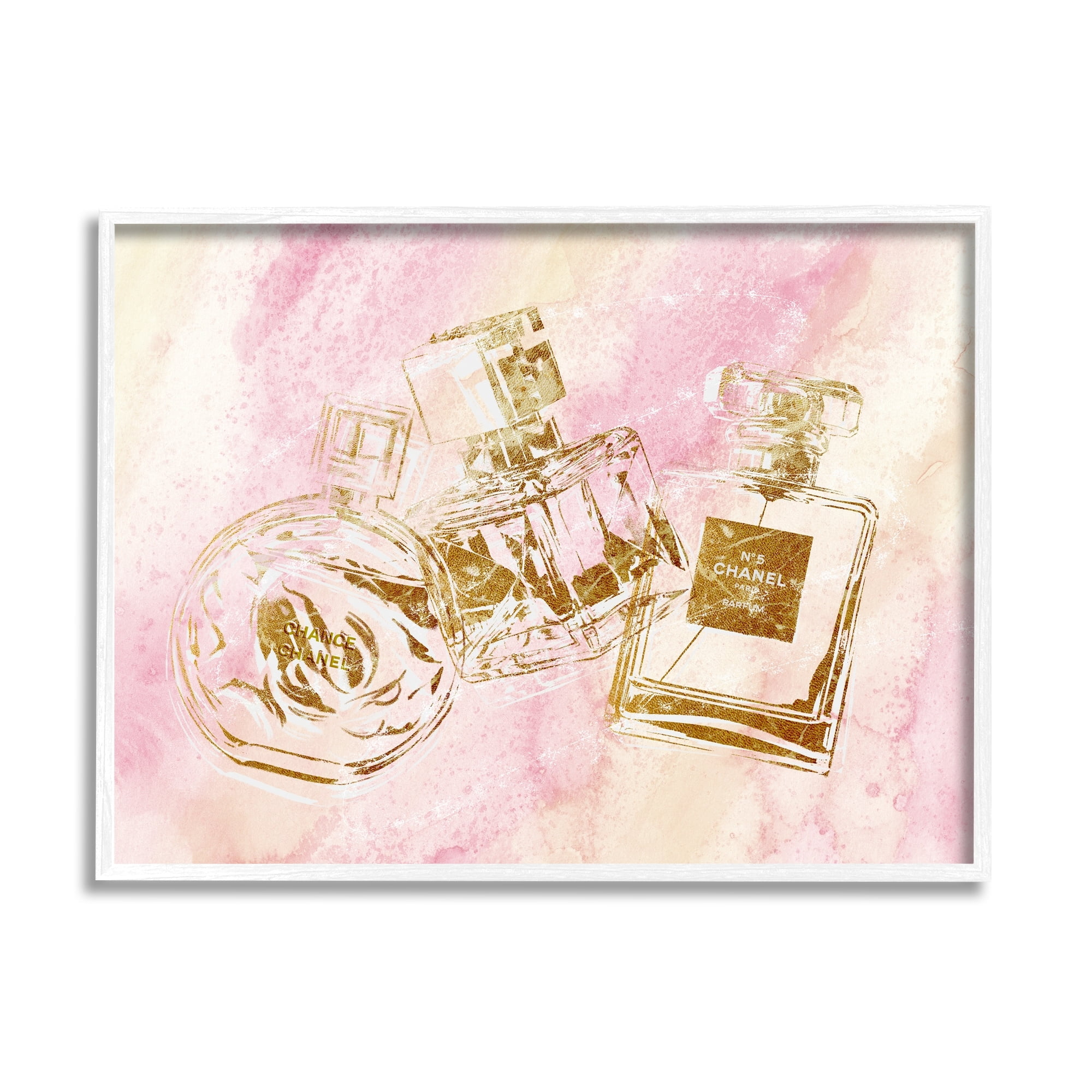 Stupell Industries Fashion Bottle Trio Gold Glam Abstract Pattern, 20 x 16,Design by Ziwei Li