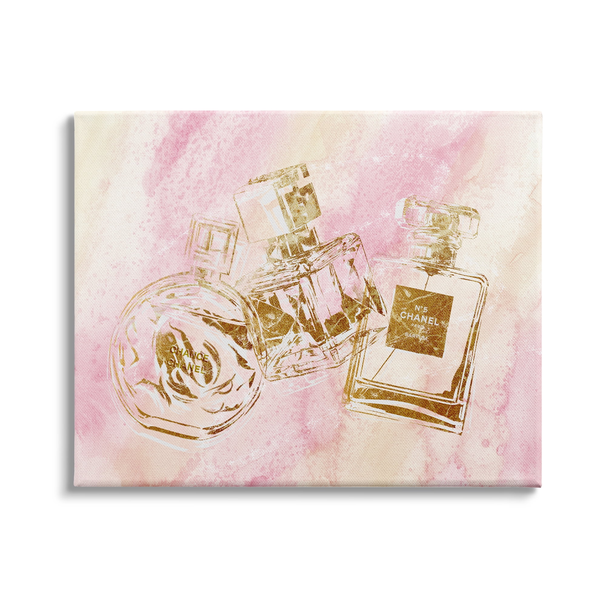 Stupell Industries Fashion Bottle Trio Gold Glam Abstract Pattern, 40 x 30,Design by Ziwei Li