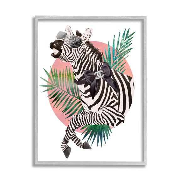 Stupell Industries Fashion Bow Zebra Funky Safari Animal Tropical Palms, 11 x 14, Design by Ziwei Li