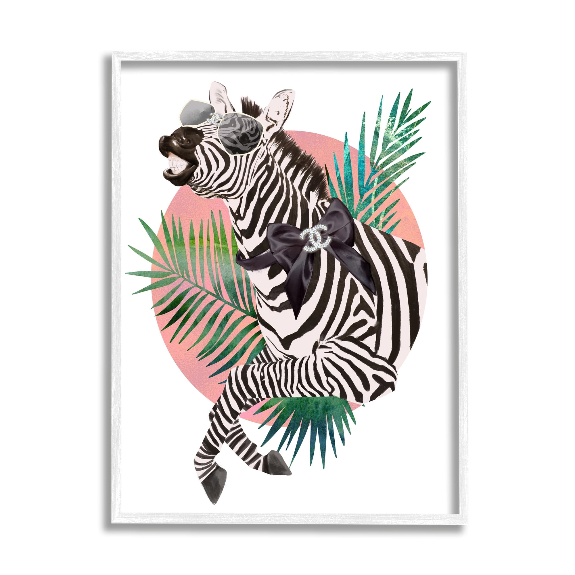Stupell Industries Fashion Bow Zebra Funky Safari Animal Tropical Palms, 16 x 20, Design by Ziwei Li