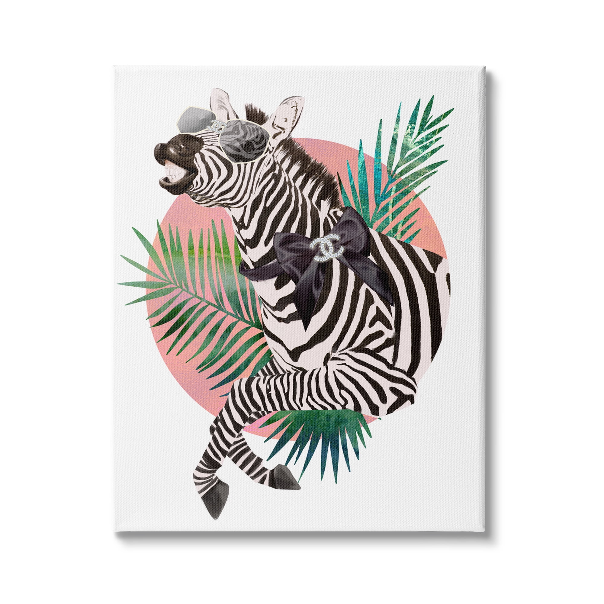 Stupell Industries Fashion Bow Zebra Funky Safari Animal Tropical Palms, 36 x 48, Design by Ziwei Li