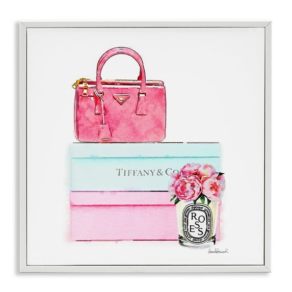 Stupell Industries Fashion Box & Roses Beauty & Fashion Painting White Framed Art Print Wall Art, 12 x 12
