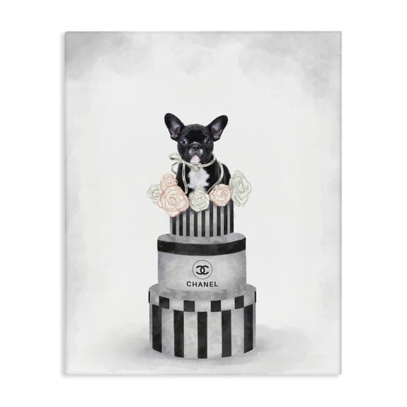 Stupell Industries Contemporary Fashion Box Stack Dog Grey Pink Canvas Art, 30 x 40, by Ziwei Li