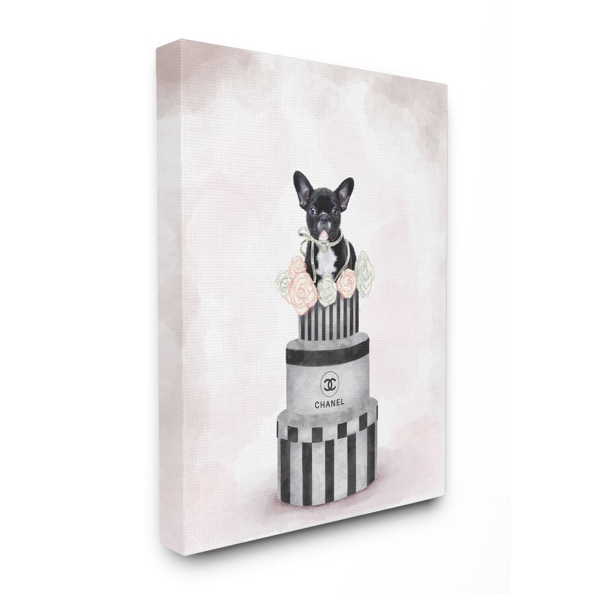 Stupell Industries Fashion Box Stack Dog Pink Painting Canvas Wall Art by Ziwei Li