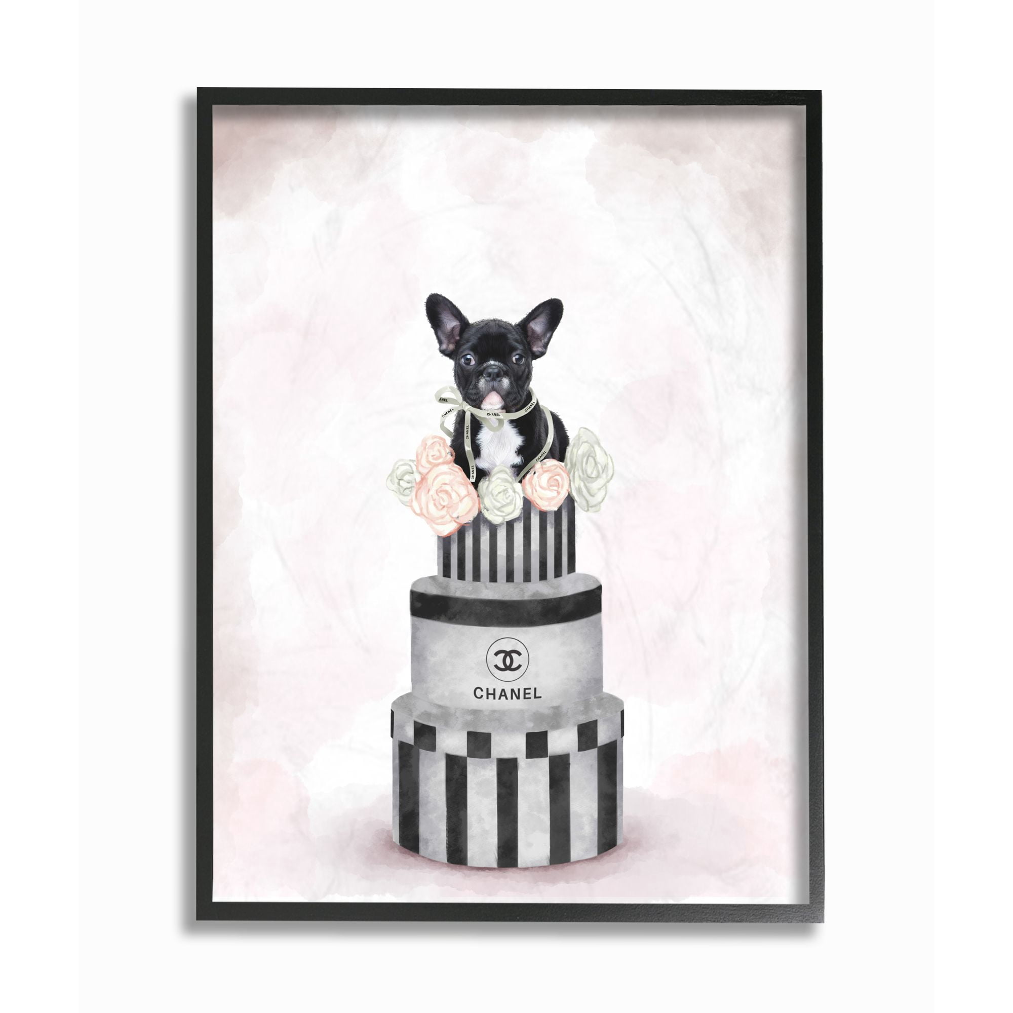 Stupell Industries Fashion Box Stack Dog Pink Painting Framed Wall Art by Ziwei Li