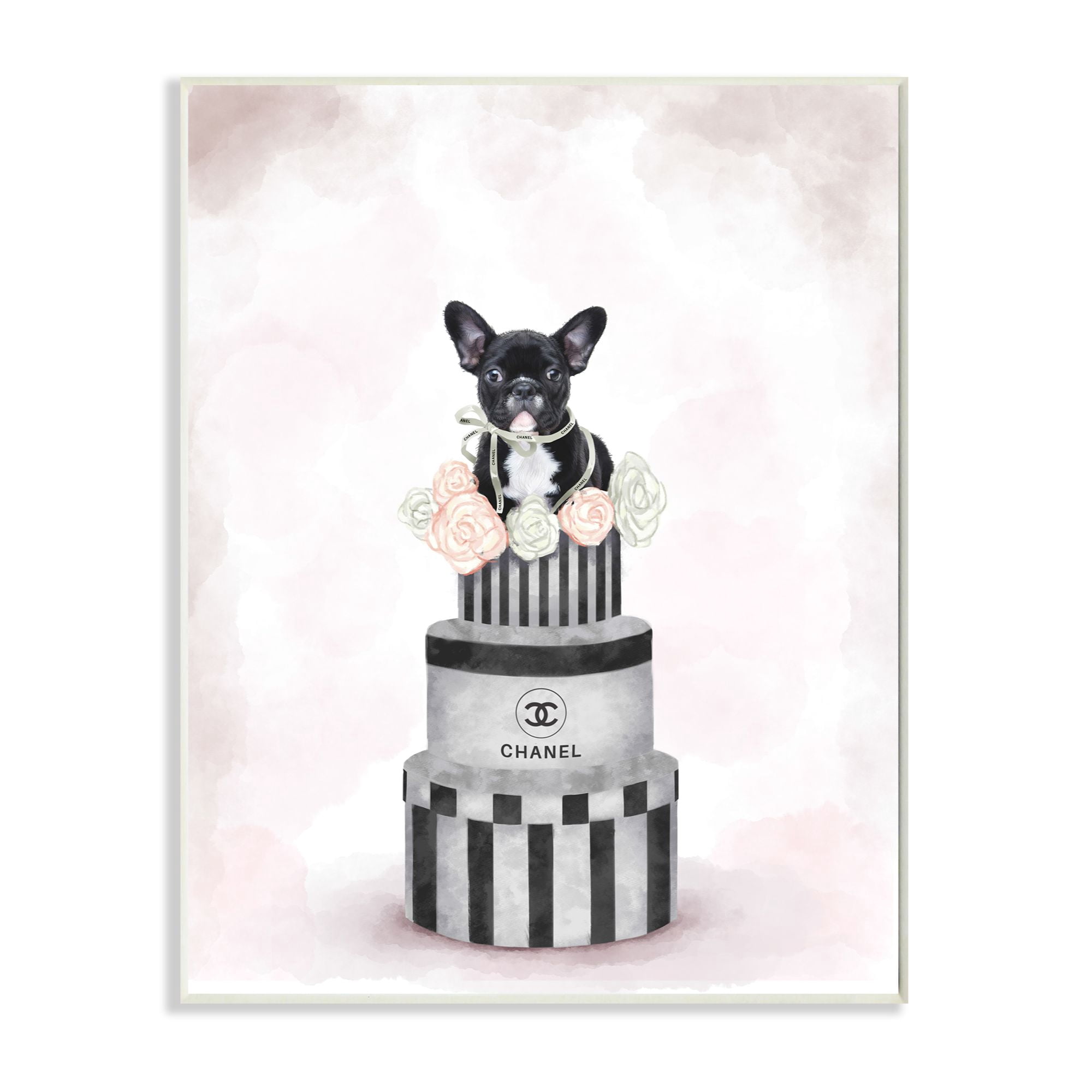 Stupell Industries Fashion Box Stack Dog Pink Painting Wall Plaque by Ziwei Li