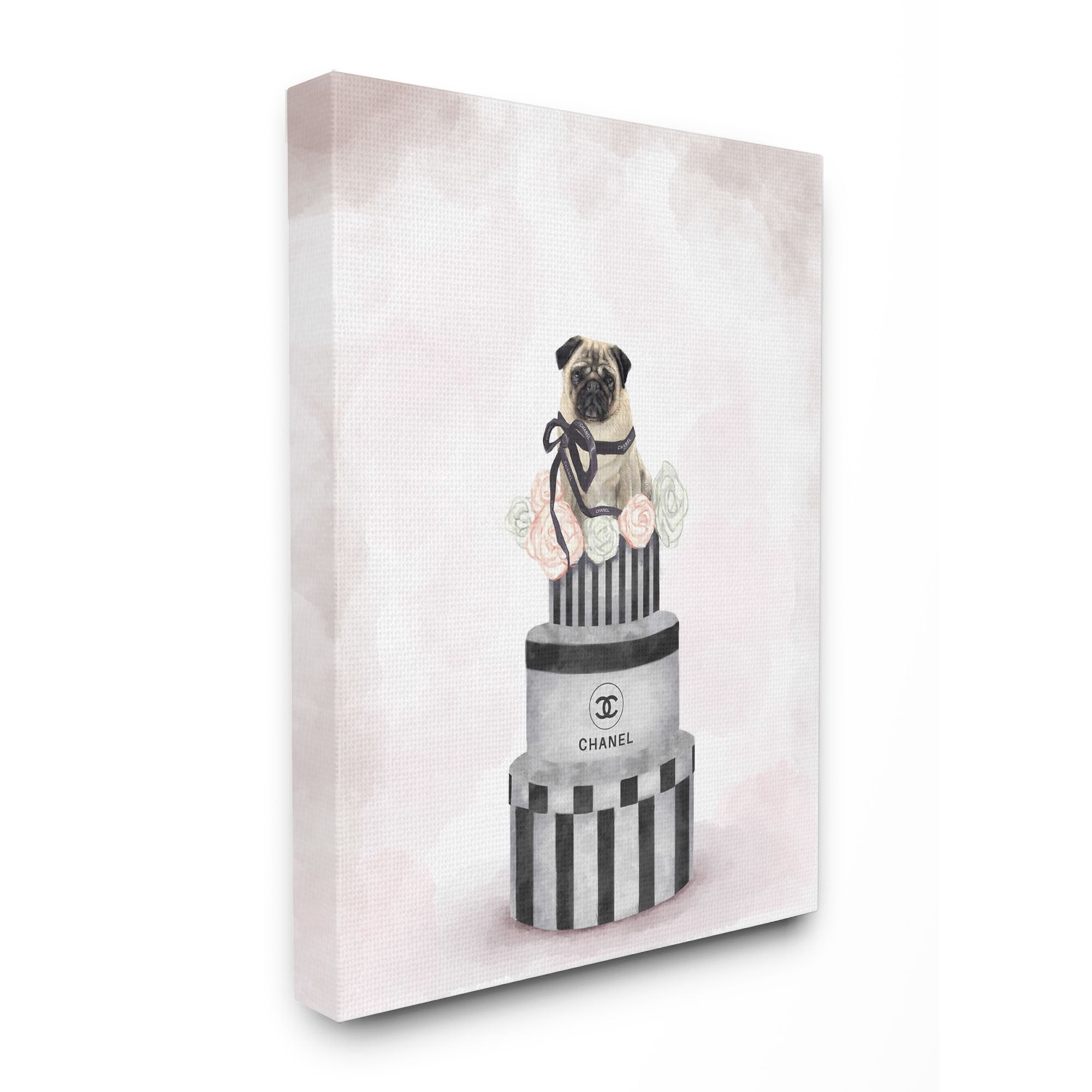 Stupell Industries Fashion Box Stack Dog Pink Pet Painting Canvas Wall Art by Ziwei Li