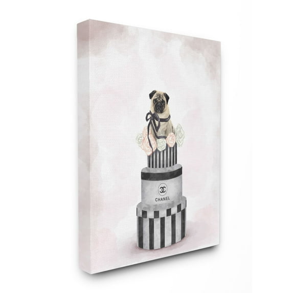 Stupell Industries Fashion Box Stack Dog Pink Pet Painting Canvas Wall Art by Ziwei Li