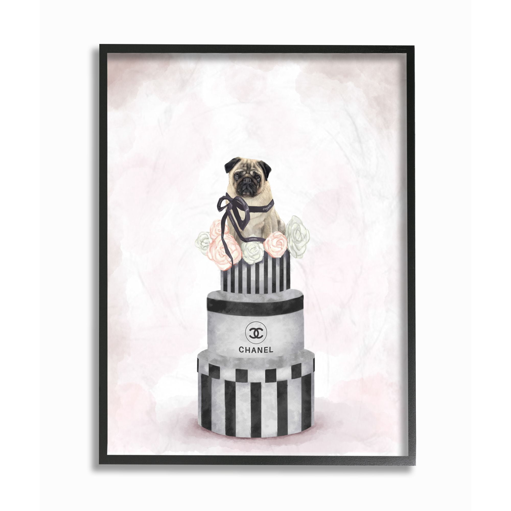 Stupell Industries Fashion Box Stack Dog Pink Pet Painting Framed Wall Art by Ziwei Li