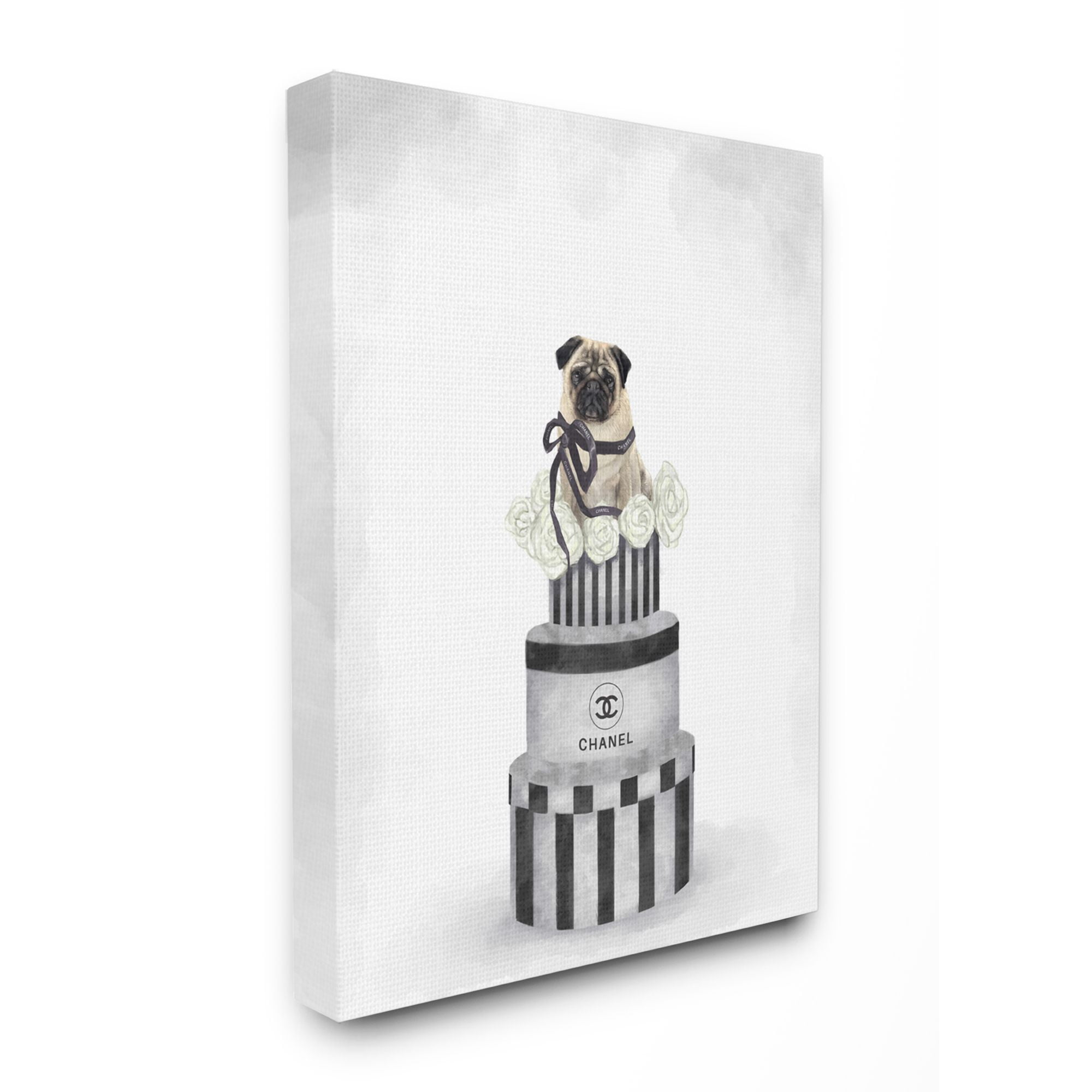 Stupell Industries Fashion Box Stack Pet Dog Gray Painting Canvas Wall Art by Ziwei Li