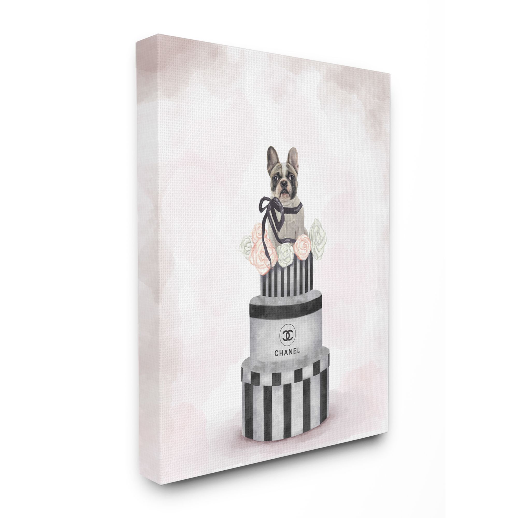 Stupell Industries Fashion Box Stack Pet Dog Pink Painting Canvas Wall Art by Ziwei Li