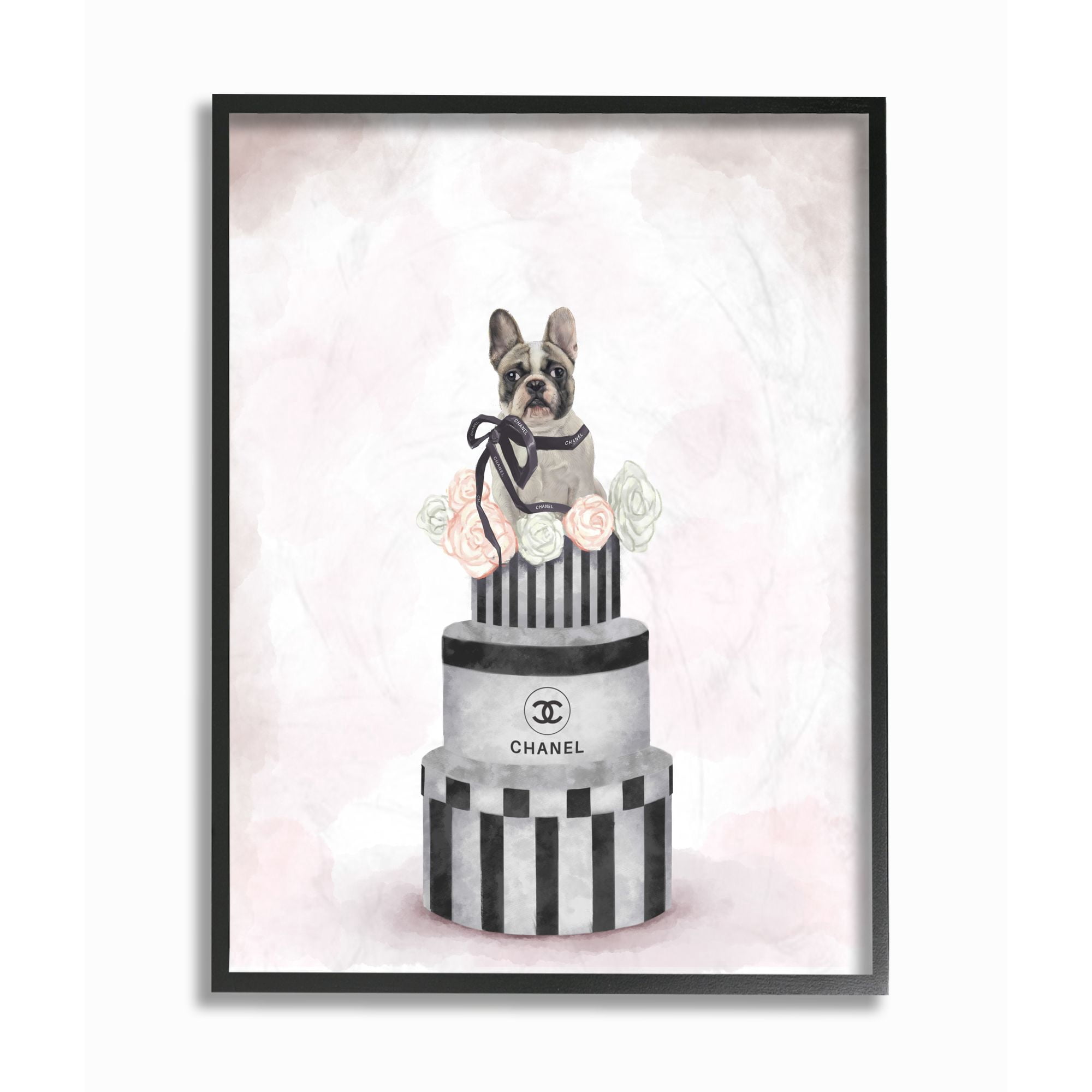 Stupell Industries Fashion Box Stack Pet Dog Pink Painting Framed Wall Art by Ziwei Li