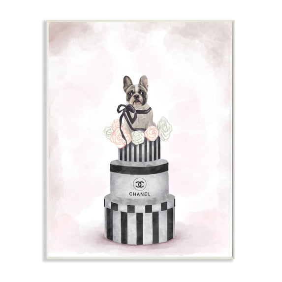 Stupell Industries Fashion Box Stack Pet Dog Pink Painting Wall Plaque by Ziwei Li