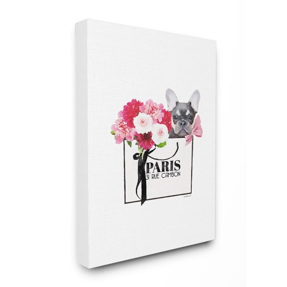 Stupell Industries Fashion Brand Bag Flowers And Dog Glam Pet Watercolor Design Canvas Wall Art by Amanda Greenwood