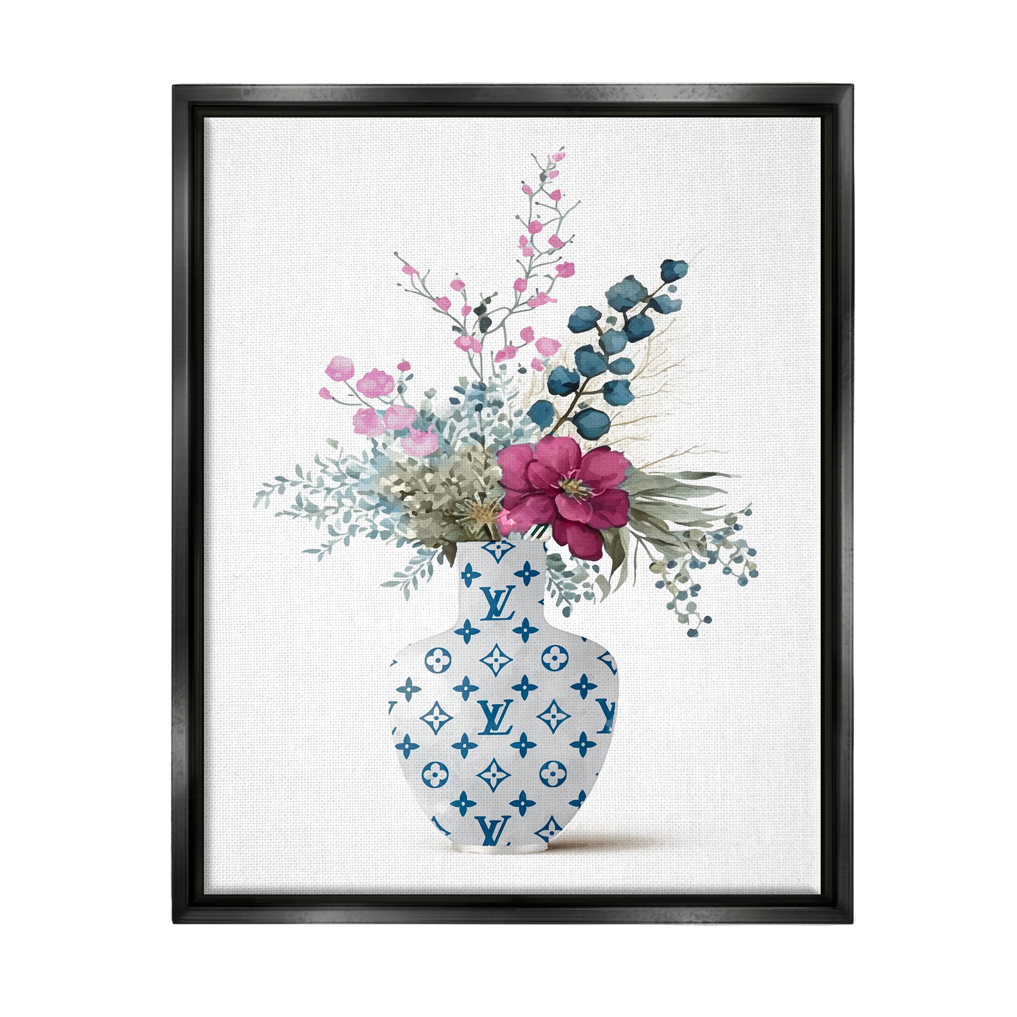Stupell Industries Fashion Brand Bouquet Botanical & Floral Painting Black Floater Framed Art Print Wall Art, 17 x 21