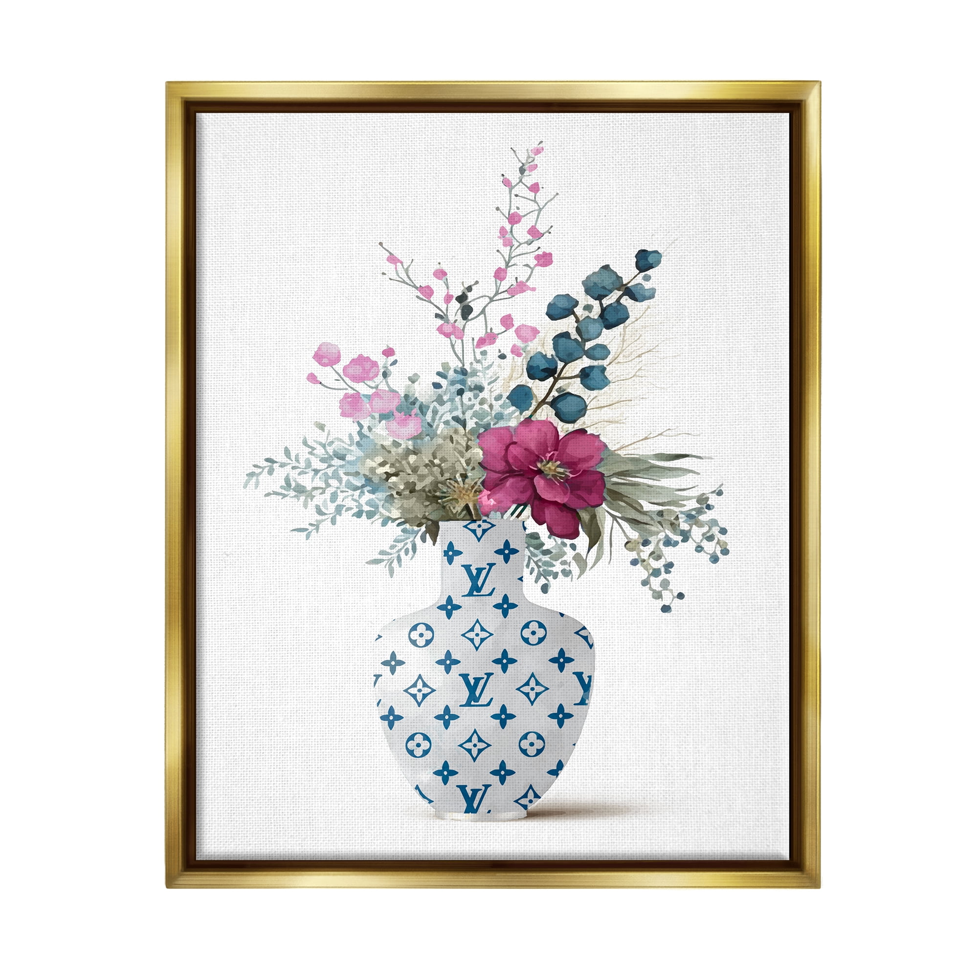 Stupell Industries Fashion Brand Bouquet Botanical & Floral Painting Gold Floater Framed Art Print Wall Art, 25 x 31
