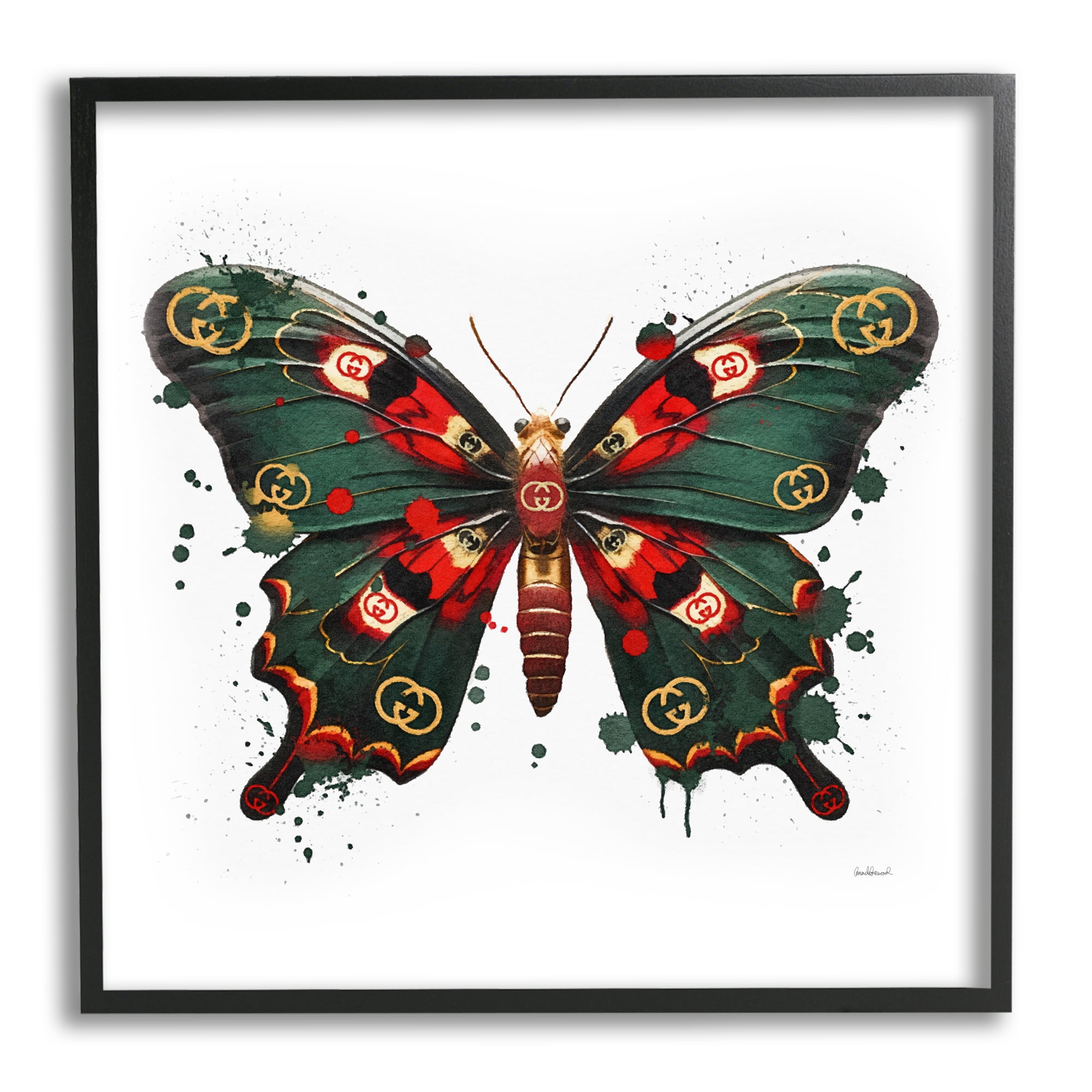Stupell Industries Fashion Brand Butterfly Animals & Insects Painting Black Framed Art Print Wall Art, 12 x 12